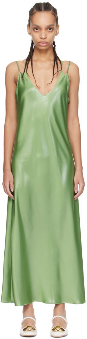 Зеленое многослойное платье-миди BOSS