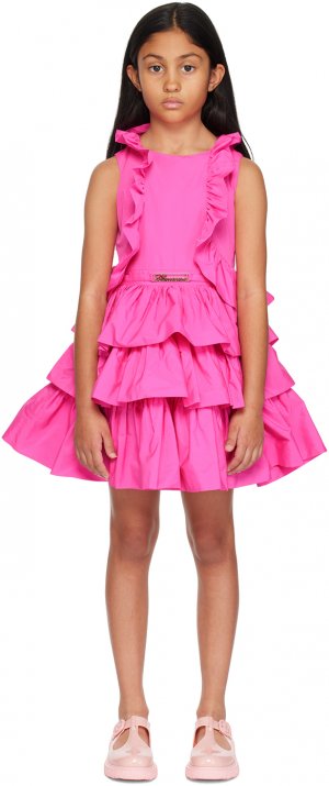 Детское розовое платье с рюшами , цвет Acid pink Miss Blumarine