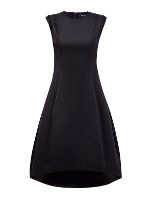 Коктейльное платье из плотного кади с асимметричным подолом ROCHAS. Цвет: черный