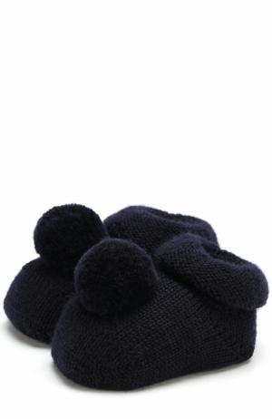 Вязаные носки с помпоном Catya. Цвет: синий