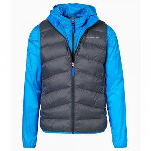 Куртка PORSCHE демисезонная, силуэт полуприлегающий, размер M, серый, синий Design. Цвет: синий/серый
