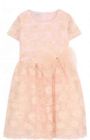 Приталенное платье с пышной юбкой и декоративной вышивкой I Pinco Pallino. Цвет: розовый