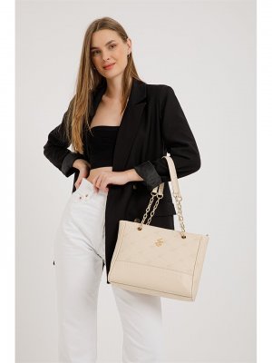 Женская сумка через плечо с кожаным принтом , бежевый Beverly Hills Polo Club