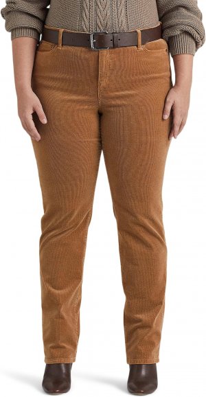 Вельветовые прямые брюки больших размеров со средней посадкой LAUREN Ralph Lauren, цвет Classic Camel