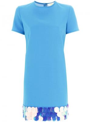 Платье-футболка с украшением из пайеток Sara Battaglia. Цвет: синий