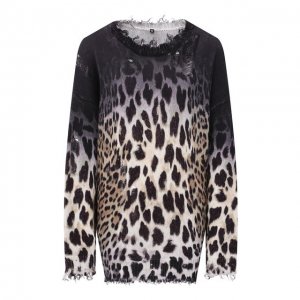 Хлопковый свитер R13. Цвет: леопардовый