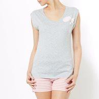 Пижама с шортами R edition SHOPPING PRIX. Цвет: серый меланж/розовая полоска