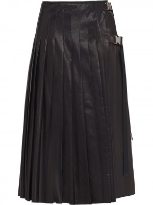 Плиссированная юбка миди Prada. Цвет: черный