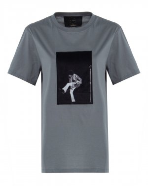 Хлопковая футболка LIMITATO. Цвет: серый+принт