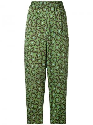 Укороченные брюки с цветочным принтом Christian Wijnants. Цвет: зеленый