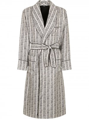 Полосатый халат с поясом Dolce & Gabbana. Цвет: бежевый