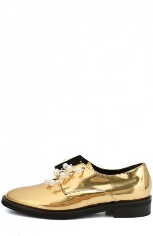 Кожаные ботинки Anello с декорированными полукольцами Coliac. Цвет: золотой