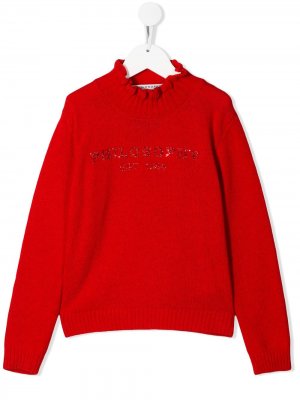 Декорированный свитер с высоким воротником Philosophy Di Lorenzo Serafini Kids. Цвет: красный