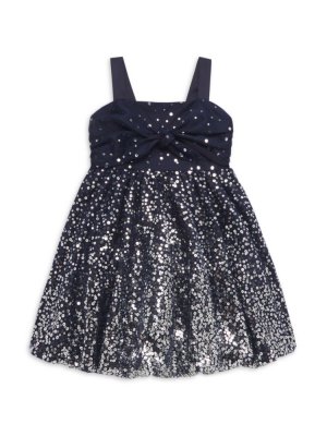 Платье-пузырь с пайетками для маленьких девочек и , темно-синий Marchesa Notte Mini