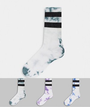 Набор из 3 пар сиреневых носков с принтом тай-дай -Фиолетовый цвет Burton Menswear