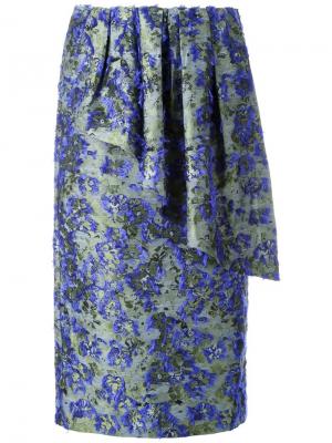 Драпированная юбка с цветочным узором Jourden. Цвет: зелёный