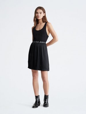 Платье мини-майка со спиной-борцовкой, черный Calvin Klein