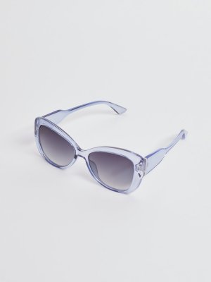 Солнечные очки в пластиковой оправе zolla. Цвет: голубой