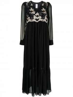 Платье миди с длинными рукавами и цветочной вышивкой Antonio Marras. Цвет: черный
