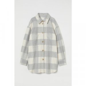 Куртка-рубашка , размер XS, серый, бежевый H&M. Цвет: бежевый/серый