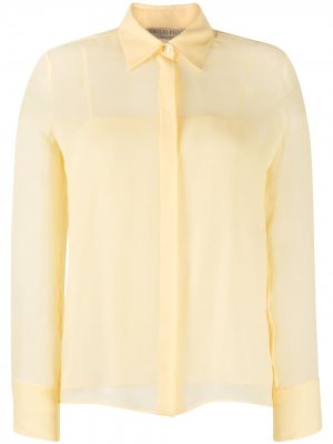 Прозрачная рубашка из ткани жоржет Emilio Pucci. Цвет: желтый