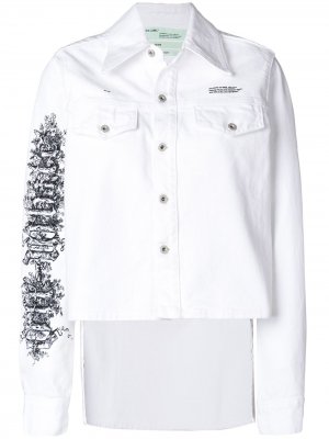 Джинсовая куртка с вышивкой на рукаве Off-White. Цвет: белый