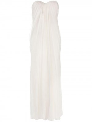 Платье без бретелей со сборками Alexander McQueen. Цвет: белый