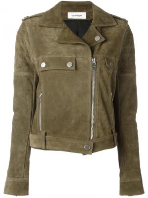 Кожаная байкерская куртка Courrèges. Цвет: зелёный
