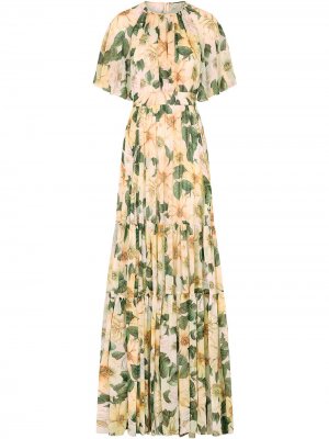 Платье макси с цветочным принтом и складками Dolce & Gabbana. Цвет: желтый