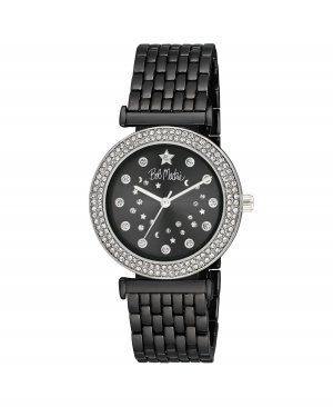 Унисекс Часы-браслет с двойным кристаллом и циферблатом в виде созвездия, черный металлический браслет, 34 мм , Bob Mackie
