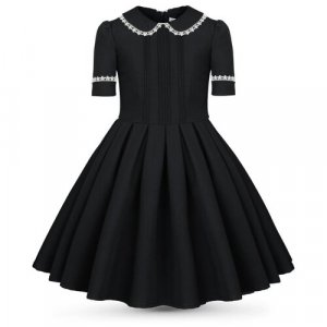 Школьное платье , размер 122-128, белый, черный Alisia Fiori. Цвет: черный/белый/черный-белый