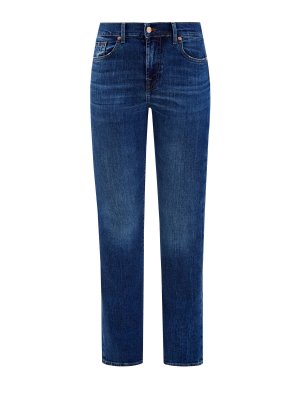 Классические джинсы-клеш из денима с вышивкой 7 FOR ALL MANKIND. Цвет: синий