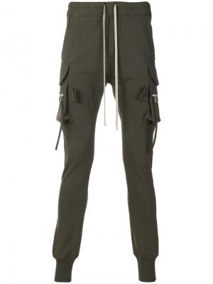 Спортивные брюки узкого кроя в стиле карго Rick Owens. Цвет: зеленый