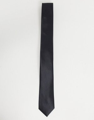 Черный однотонный атласный галстук -Черный цвет Gianni Feraud