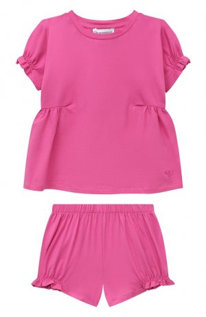 Комплект из футболки и шорт Emporio Armani. Цвет: розовый