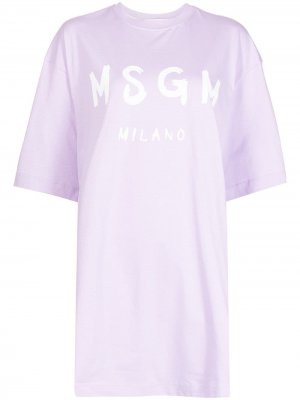 Платье-футболка с логотипом MSGM. Цвет: фиолетовый
