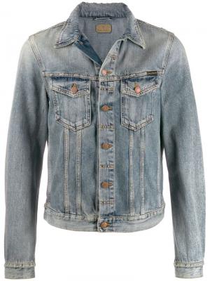 Джинсовая куртка с эффектом потертости Nudie Jeans. Цвет: синий
