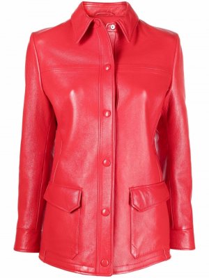 Pointed-collar button-up leather jacket Ferrari. Цвет: красный
