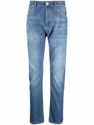 Прямые джинсы с завышенной талией Brunello Cucinelli. Цвет: синий
