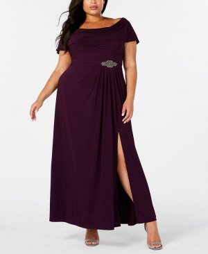 Платье А-силуэта больших размеров с воротником-хомутом , фиолетовый Alex Evenings