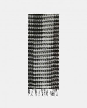 Черный шарф с принтом гусиные лапки , V.Fraas