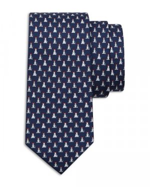 Классический шелковый галстук с принтом собаки , цвет Blue Ferragamo