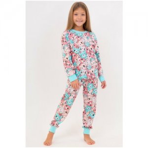 Пижама , брюки, джемпер, рукава с манжетами, брюки пояс на резинке, размер 110, розовый BONITO KIDS. Цвет: розовый