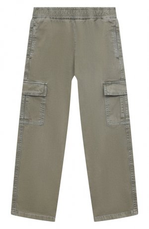 Хлопковые брюки-карго Aspesi. Цвет: хаки