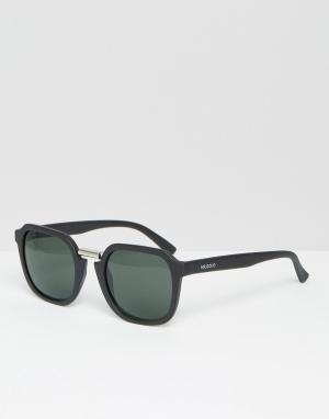 Солнцезащитные очки в матовой черной оправе с классическими стеклами M Mr Boho. Цвет: черный