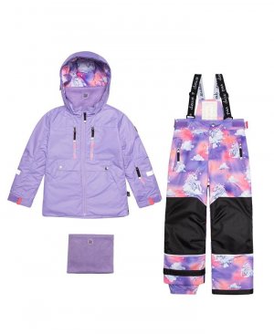Зимний комбинезон из двух частей Girl Teknik лавандового цвета с принтом Единороги в облаках — детский , фиолетовый Deux par