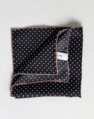 Шелковый черный платок в горошек для нагрудного кармана Paul Smith. Цвет: черный