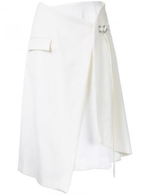 Многослойная юбка с запахом Taro Horiuchi. Цвет: белый