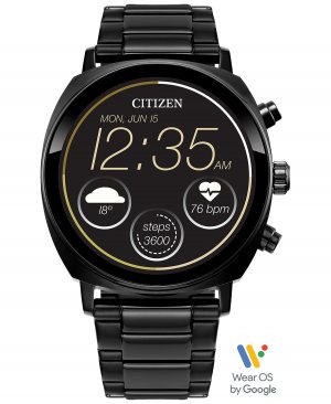 Смарт-часы унисекс CZ Smart Wear OS, черный браслет из нержавеющей стали, 41 мм , Citizen