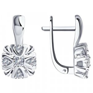 Серьги Diamonds из белого золота с бриллиантами 1021746 SOKOLOV